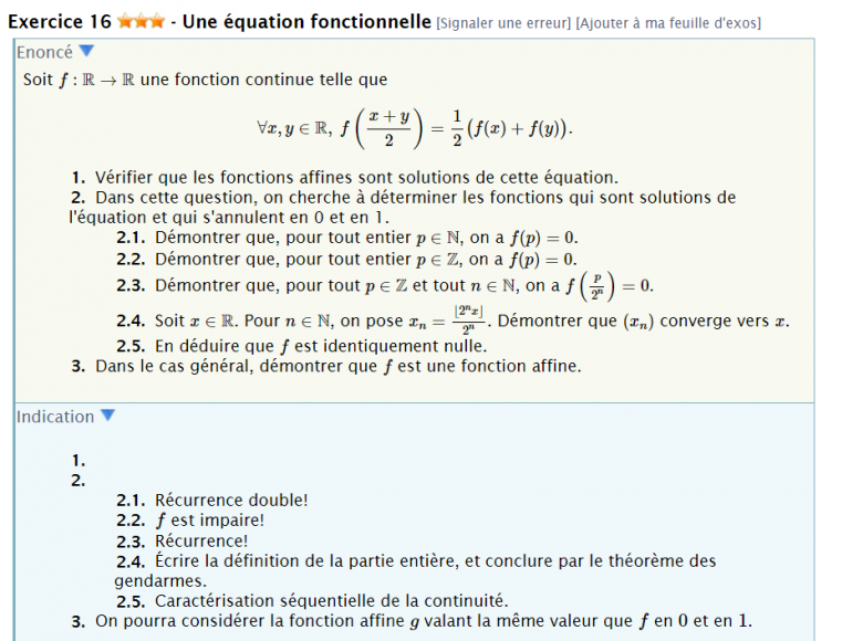 Une �quation fonctionnelle