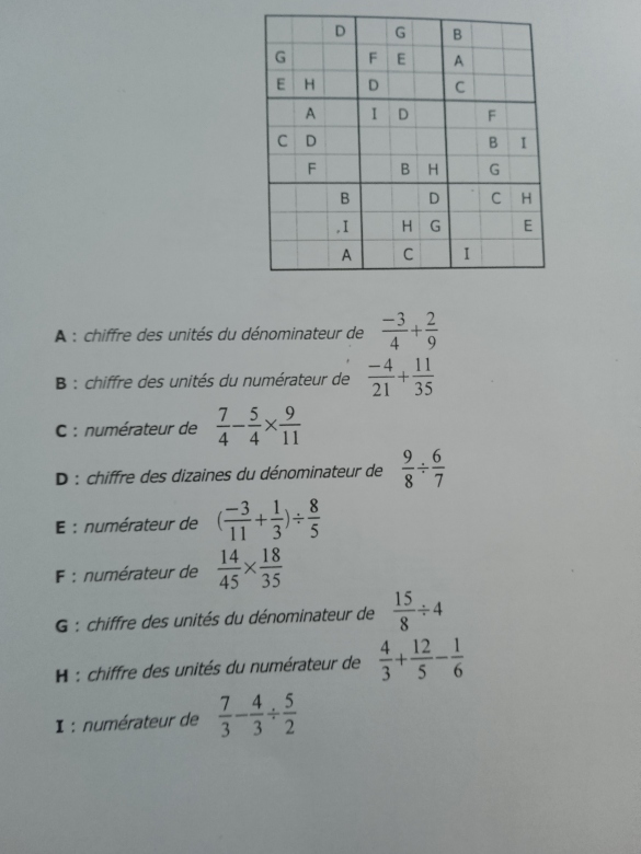 Fraction sudoku