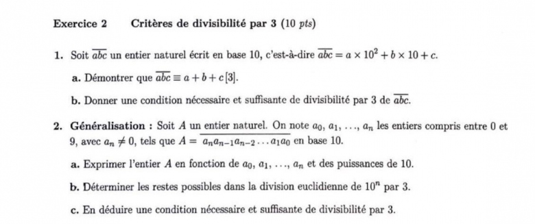 Critre de divisibilit par 3
