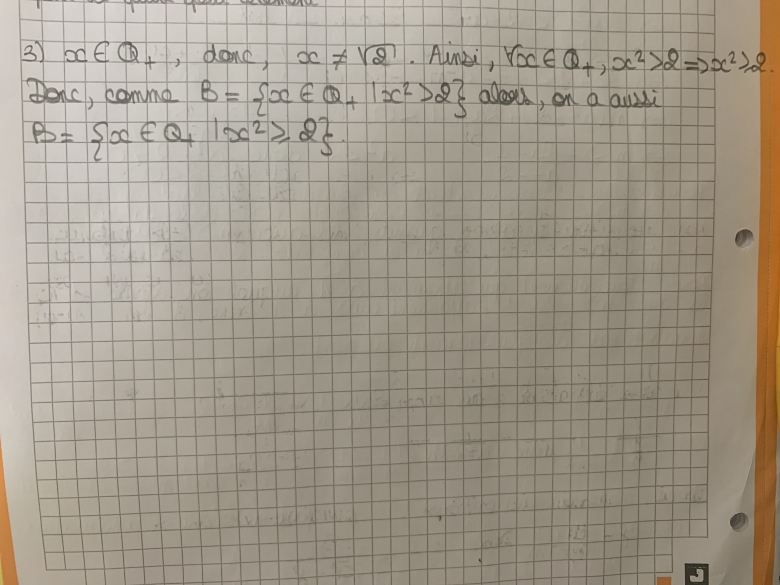 Non existence d�une borne sup�rieure dans Q