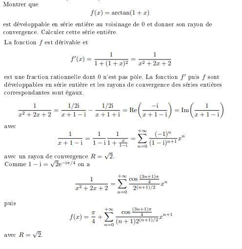 d�veloppement en s�rie enti�re