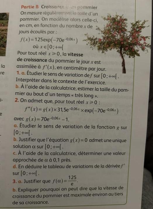 Le modèle de croissance avec la dérivée de la fonction exponenti