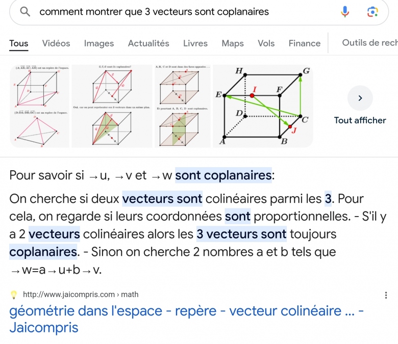Vecteurs coplanaires