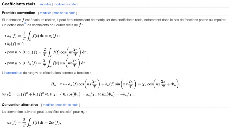 Coefficient Fourier