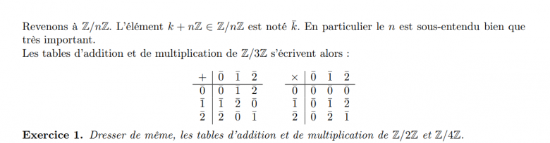 Anneaux et corps Z/nZ