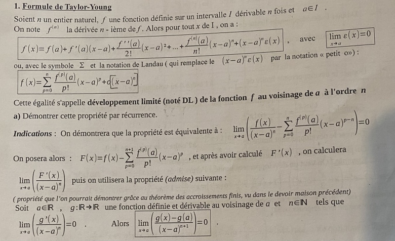 D�monstration de la formule de Taylor Young