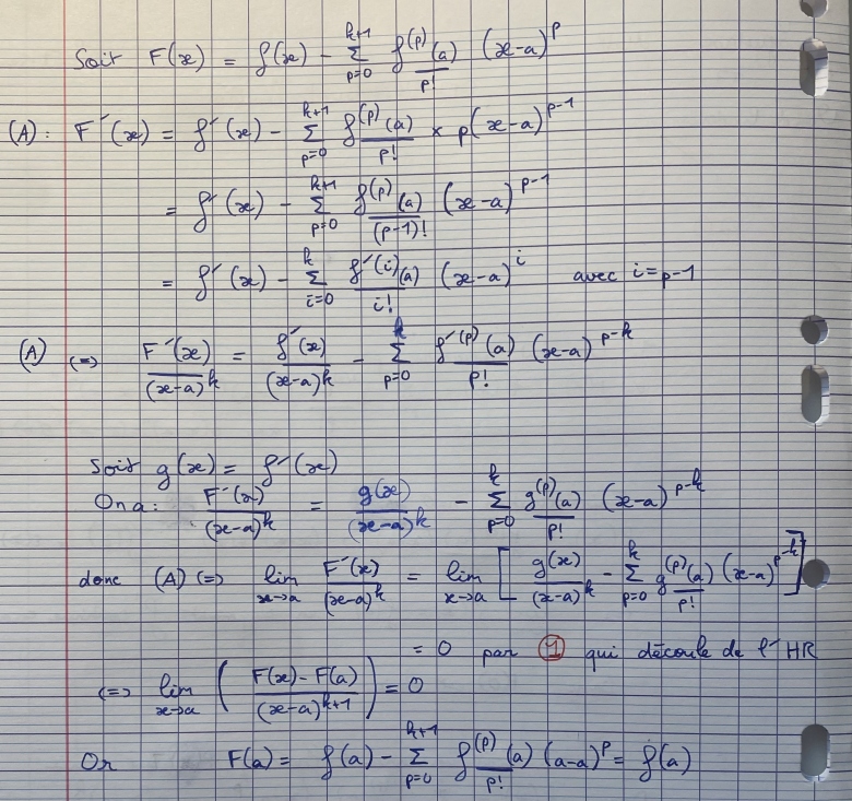 Démonstration de la formule de Taylor Young