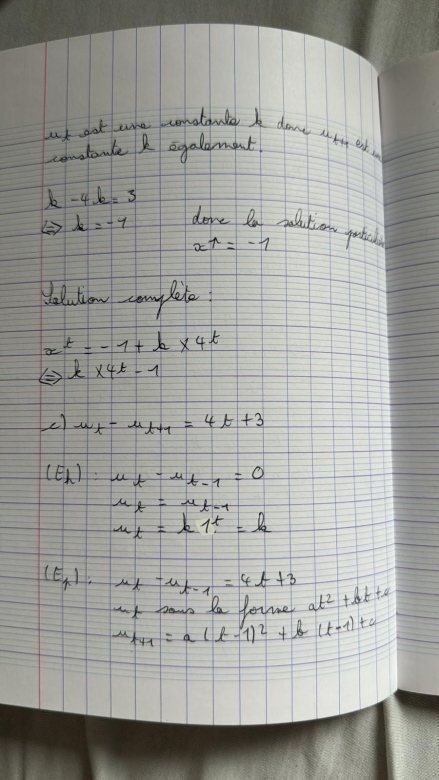 Suites rcurrentes linaires ( solution particulire)