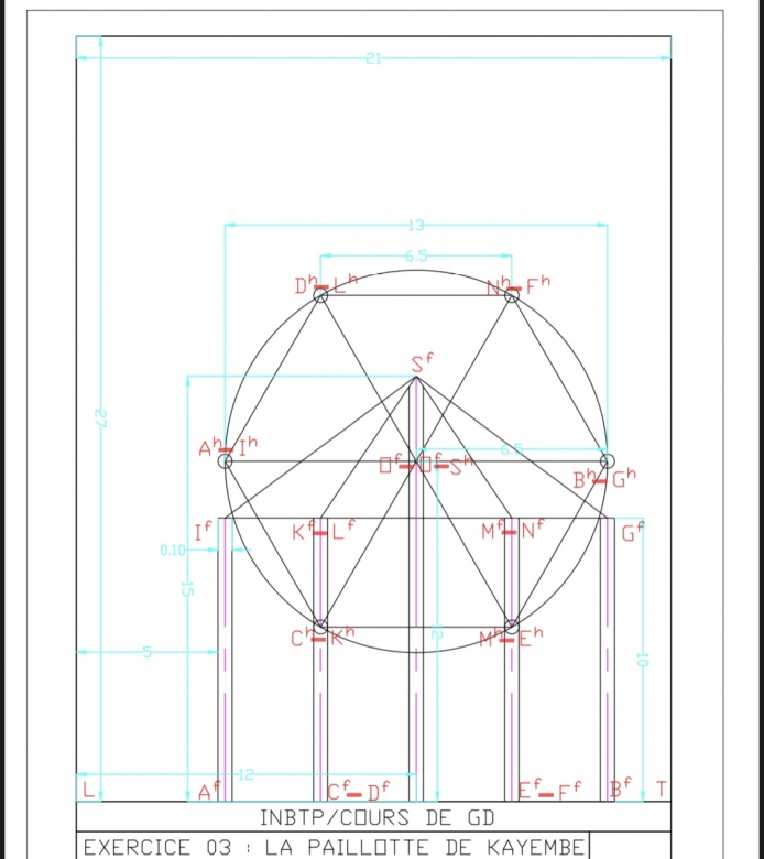 Géométrie descriptive, réalisation d’une paillote pyramidal