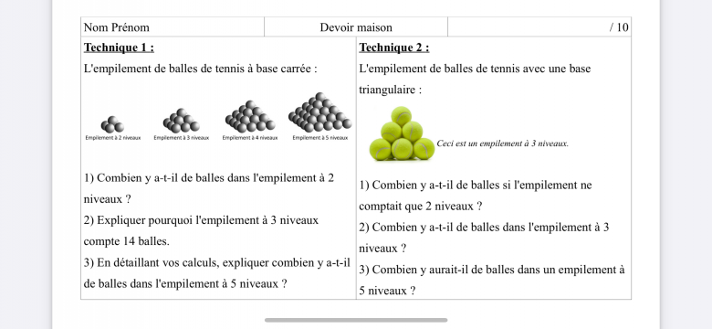 Empilement de balles de tennis base triangle