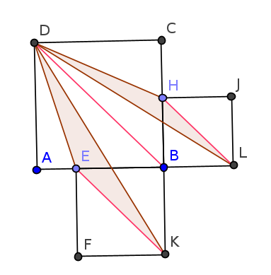 Trois carr�s et deux triangles