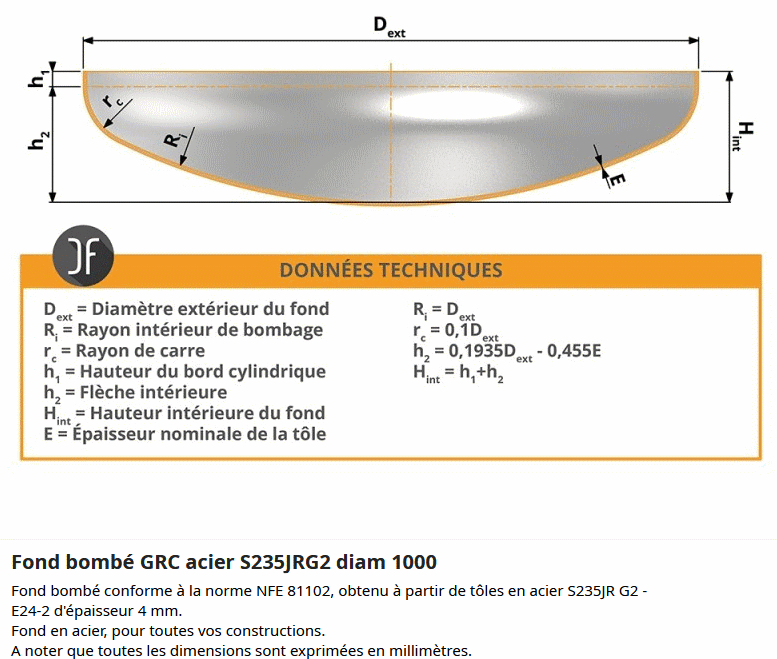 mesure d;une cuve cylindrique a fond bombé
