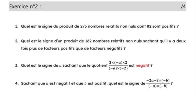 Op�ration avec les nombres relatifs 